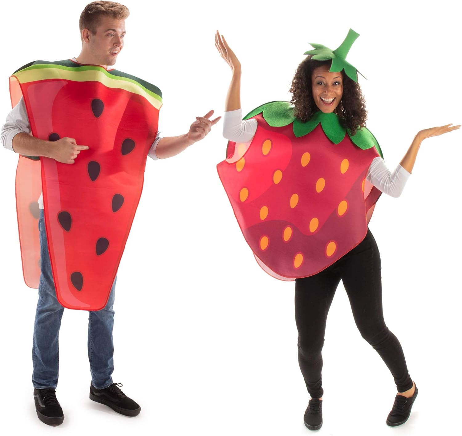 Strawberry & Watermelon Couples Halloween Costume - Cute Unisex Fruit Bodysuits: Clothing