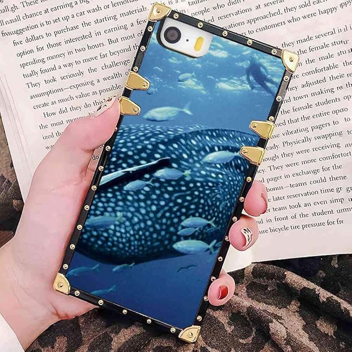 Whale Shark Square Corner Cell Phone Case Compatible for iPhone SE (2016) and iPhone 5 (2012) and iPhone 5S (2013) (5.5-Inch)