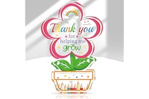 DPKOW Teacher Appreciation Gifts, Thank You Teacher Gifts for Women, Flower-Shaped Thank You for Helping Me Grow Acrylic Plaq