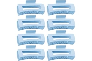 TOCESS Hair Claw Clips for Women - 8PK Large Neutral Matte Square Jumbo Hair Clips for Thick, Thin, Long, Short, Curly Hair G