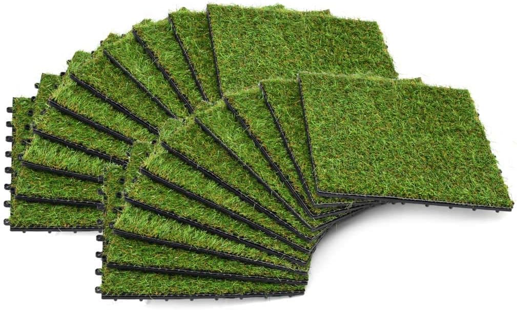 JeeKan Artificial Grass Tiles 20 pcs 11.8"x11.8" Green