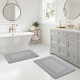 Airsell Bathroom Rugs Set 2 Piece, 20" x 32" + 16" x 24" Memory Foam Bath Mat Set, Soft Absorbent Quick Dry Non Slip Washable Bathroom Rugs for Tub, Shower, Sink &amp; Vanity, Grey