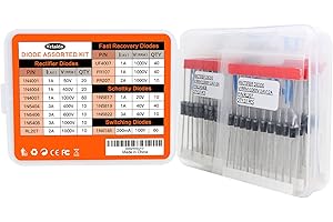 Yetaida Diode Assortment Kit, Pack of 350pcs, 14 Values: Rectifier 1N4001 1N4004 1N4007 1N5404 1N5406 1N5408 RL207,Schottky:1N5817 1N5819 1N5822, Fast Recovery:UF4007 FR107 FR207,Switching 1N4148
