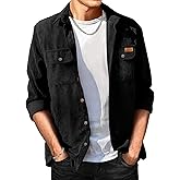 Comdecevis Mens Corduroy Shirts Jacket Button Down Long Sleeve Work Shirts Shackets with Pocket