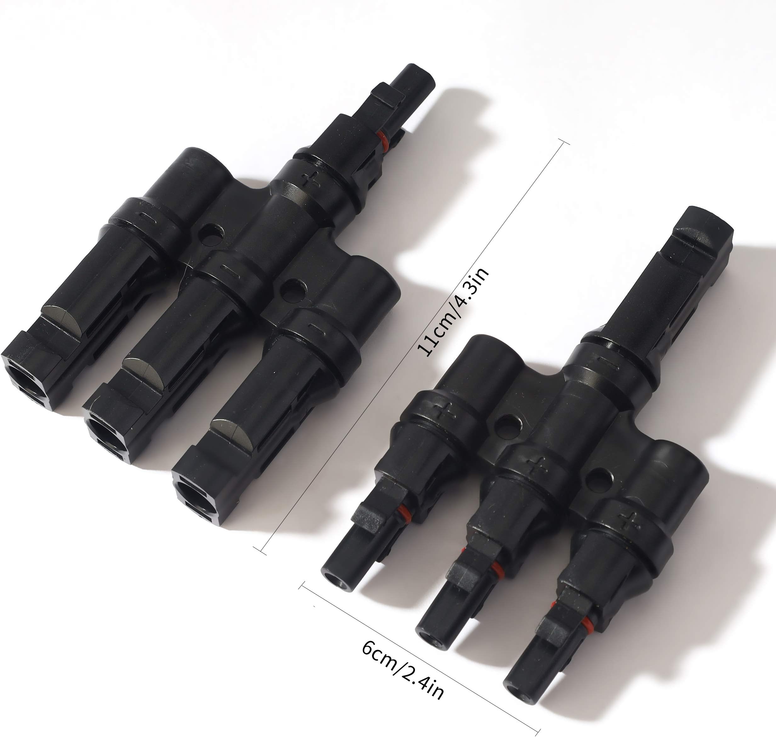 JHBOX Solar Panel Connector 3 Way Solar Branch | Easy Installation DIY Mount Tool for Parallel Connection Between Solar Panels | TUV Certified Solar Panel Wire Connectors (1 Pair)