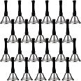 24 Pieces Hand Bells Steel Service Handbells Black Wooden Handle Diatonic Metal Bells Musical Percussion (Silver)