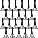 Boao 24 Pack Small Hand Bells Bulk Metal Wedding Bells, Silver | Wedding Ringing Ceremonies and Events, Table Call Bell for Classroom or Restaurant, Durable Steel with Smooth Wooden Handle