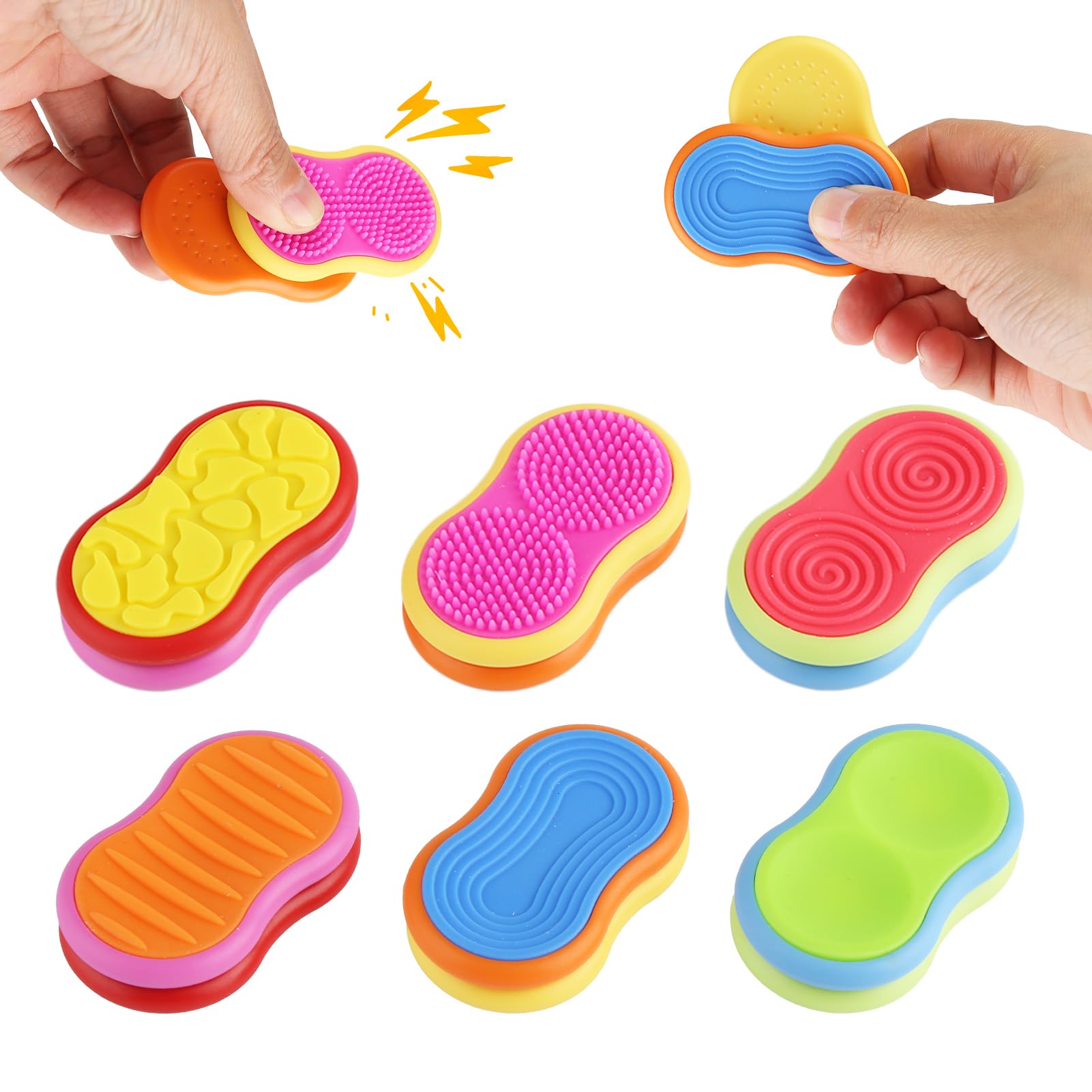 Magnetic Silicone Fidget Sliders, 6 Pcs Sensory Toys with Multiple Textures, Quiet Stress Relief for Focus, Portable Desk & Travel Fidget Toys for Hands