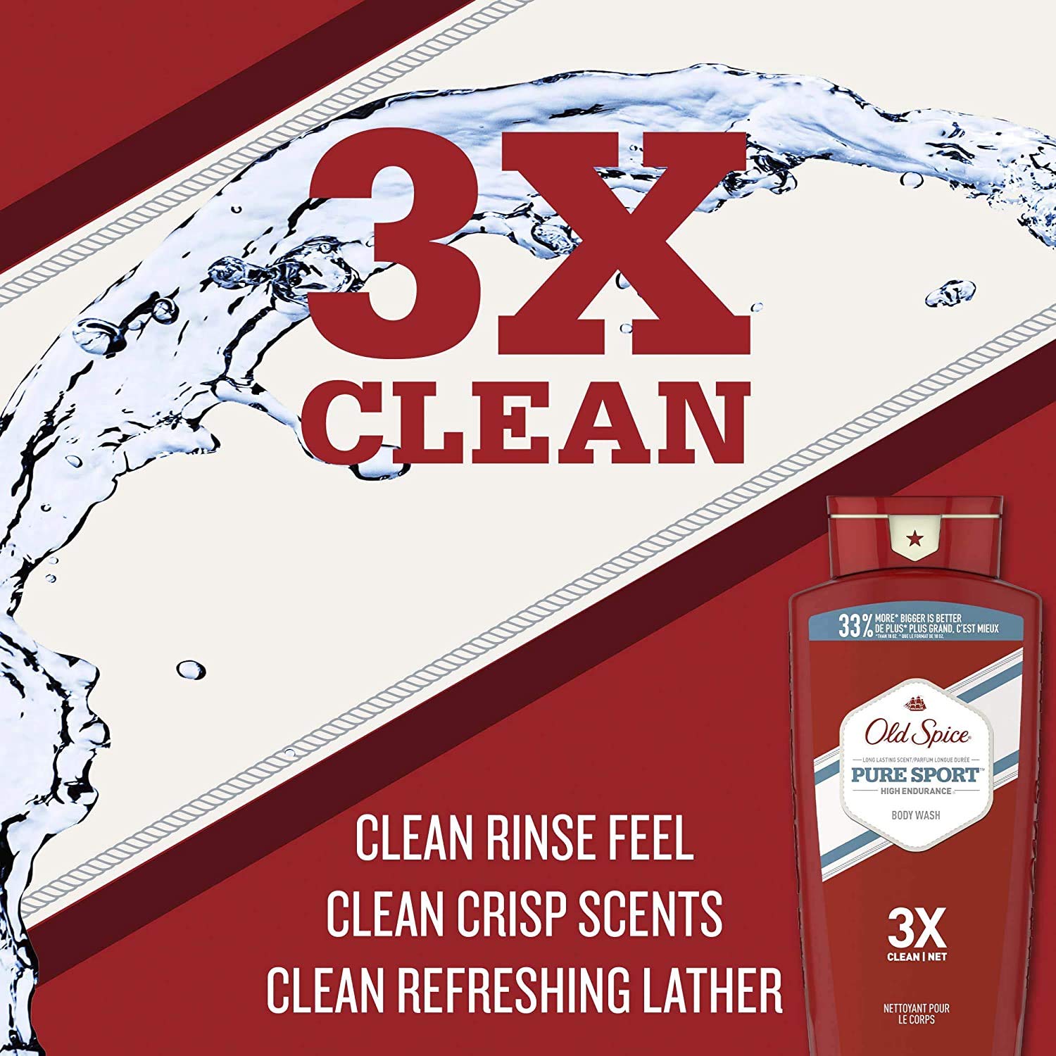 Old Spice High Endurance Pure Sport Scent Men's Body Wash 18 Fl Oz (Pack of 4) : Beauty