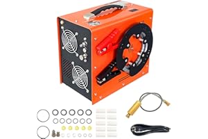 NDCYJG Pcp Air Compressor,Built-in Converter Water-Oil Filter,Auto Stop,Oil/Water Free,Unique Vertical Wire Spool Portable Design,Powered by Car 12V DC or Home 110V AC for Paintball Scuba Tank