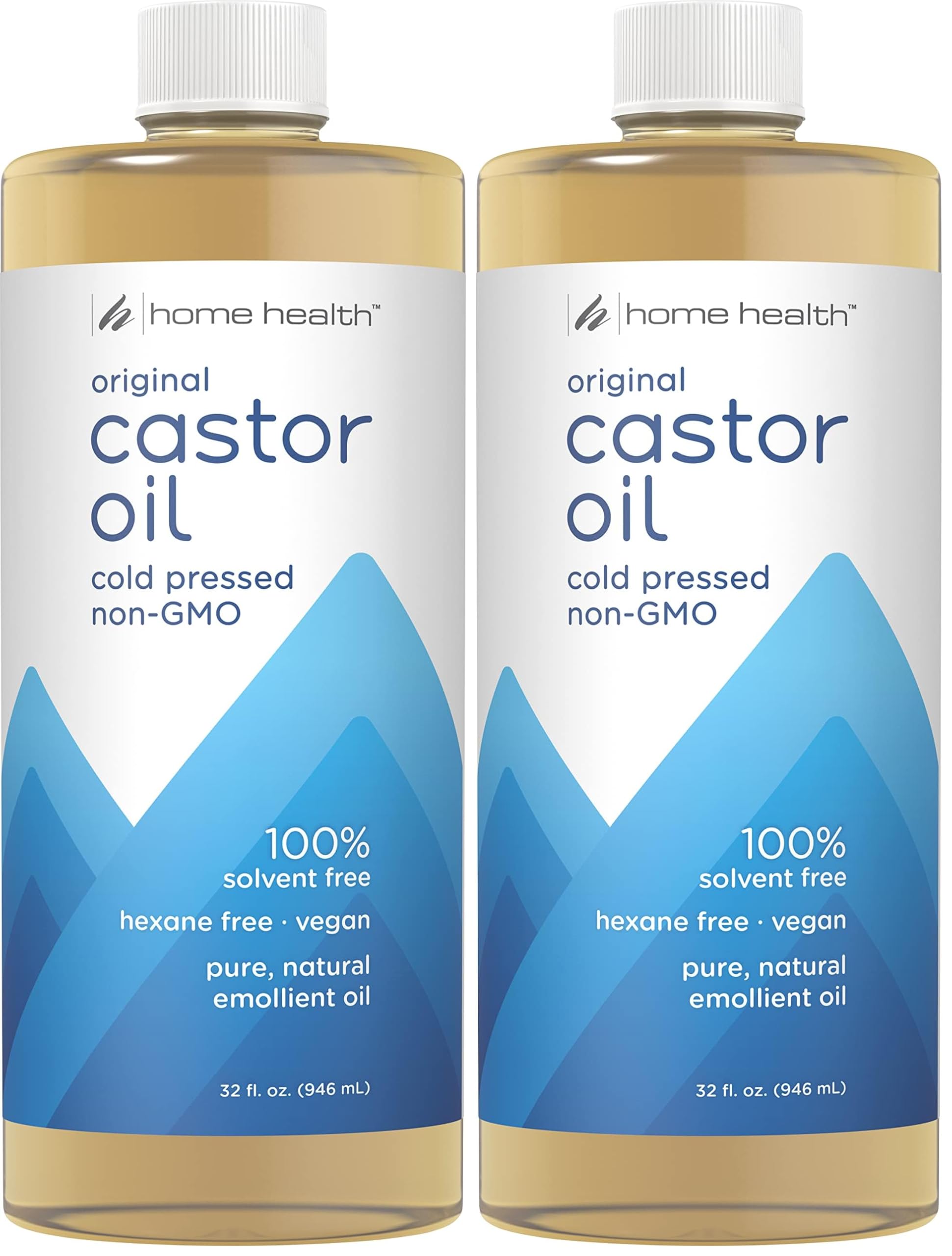 Home Health Original Castor Oil,Promotes Healthy Hair And Skin,Natural Skin Moisturizer - Pure,Cold Pressed,Non-GMO,Hexane-Free,Solvent-Free,Paraben-Free,Vegan - 32 fl oz,(Pack of 2) Image