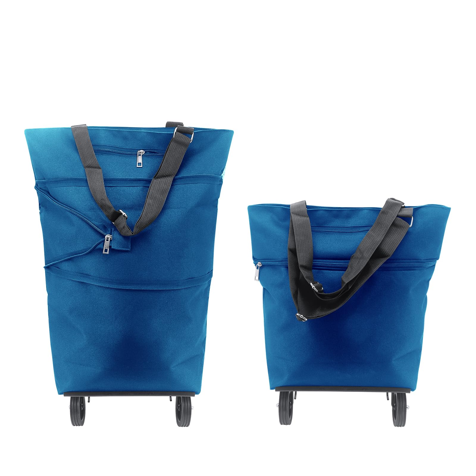 Beowanzk Collapsible Foldable Shopping Trolley on Wheels for Supermarket & Grocery Shopping (Blue) — image 1