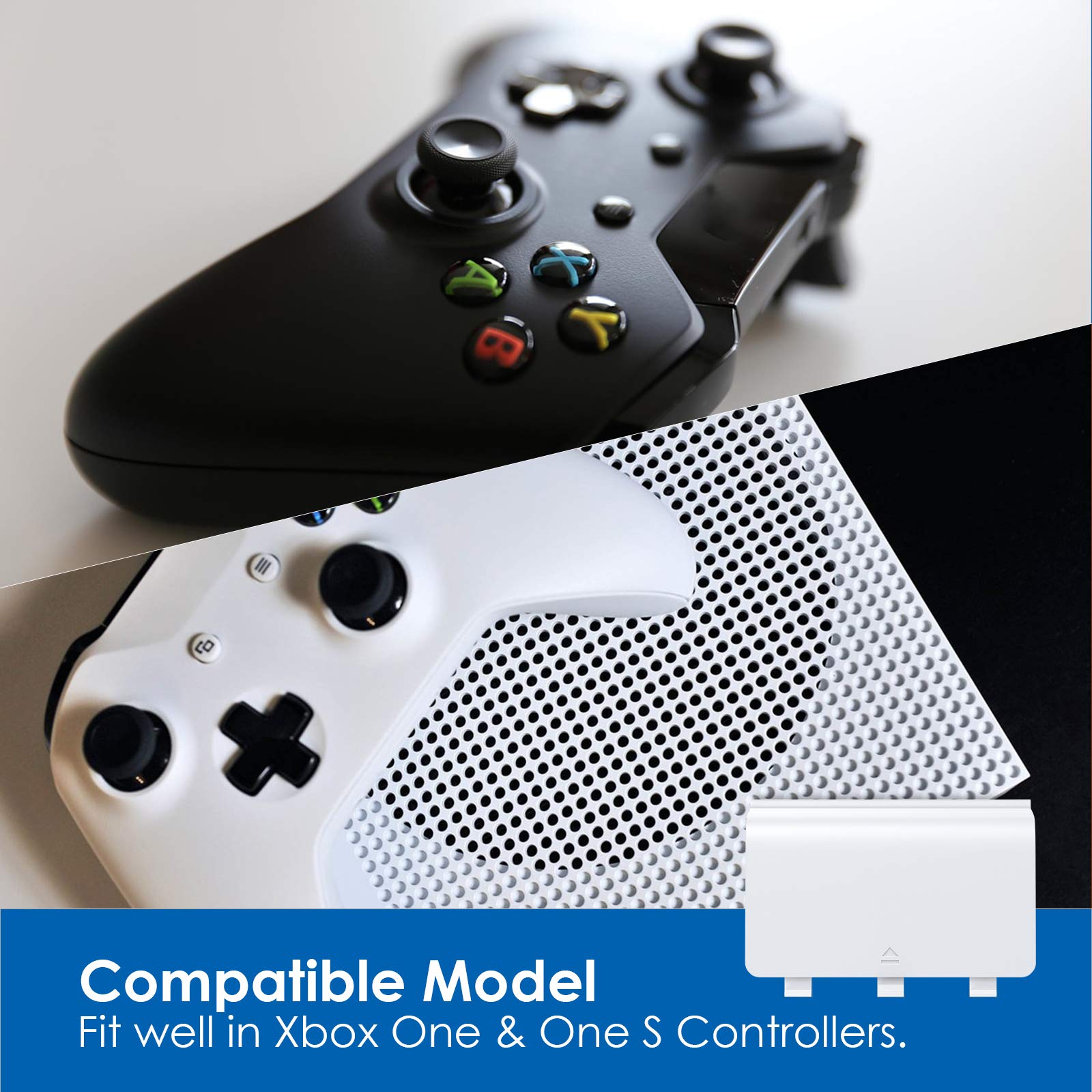 4 Pack Battery Back Cover for Xbox One/One S/One X Controller [NOT for Xbox Series X/S], Avorast Replacement Battery Back Shell Covers Compatible with Xbox One, One S, One X Controllers (Black&White)