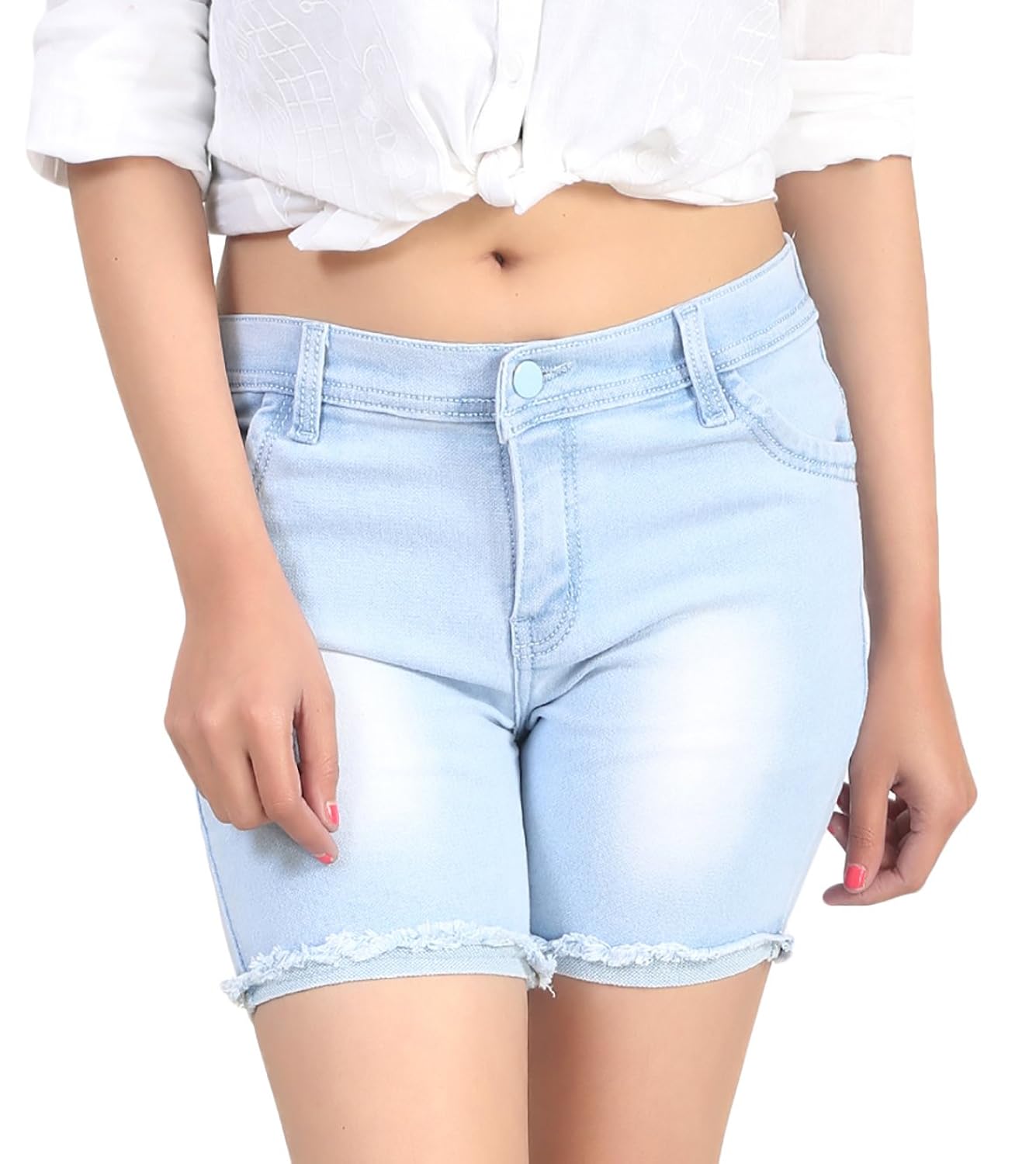 ico blue stor light blue denim shorts for women