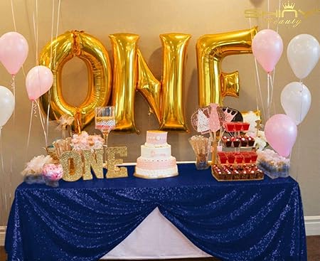 Navy Blue Sequins Tablecloth 72x72 Inch Navy Blue Party