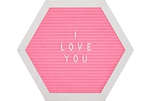 Melannco Felt Letter Board, Hexagonal, with Letters & Numbers, for Announcements, Pink & White