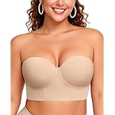 Upushall Strapless Bras for Women Large Breasts Longline Plus Size Corset Lift Up Full Coverage Bra