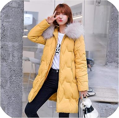 womens mustard coats with big fur hoods