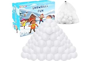 CIYOJA 100 Pack Fake Snow Balls Indoor Toy for Kid: Soft Artificial Snowballs Fight Set, Winter Family Party Favor Game, Christmas Tree Snow Decorations, White Plush Snowball Throwing Craft Outdoor
