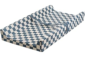 Tiny Twinkle Diaper Changing Pad for Dresser & Nursery Table – Waterproof, Wipeable & Mess-Proof Baby Changing Pad with Safety Strap, Non-Slip Base & Removable Washable Cover(Blue Checkers)