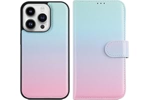DorisMax for iPhone 14 Pro Max Wallet Case,Detachable Flip Folio Cover RFID Blocking 4 Card Slots Holder Premium PU Leather Magnetic Kickstand Phone Case for iPhone 14 Pro Max 6.7" Gradual Pink Blue