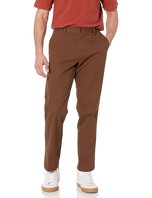 Amazon Essentials Men's Classic-Fit Wrinkle-Resistant Flat-Front Chino Pant (Available in Big & Tall), Brown, 38W x 32L