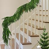 6 Ft Christmas Norfolk Pine Garland, Dense Norfolk Pine Realistic Touch Garland, Artificial Pine Greenery Garlands for Christmas Holiday Mantle Fireplace Table Home Decor