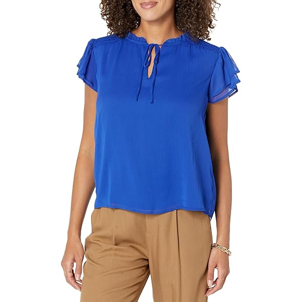 CeCe Women's Tie Front Printed Blouse, Tigerlily at Amazon Women's