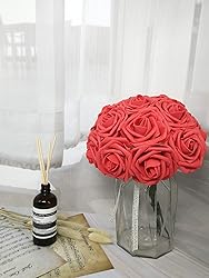 D-Seven Artificial Flower 50pcs Coral Fake Roses