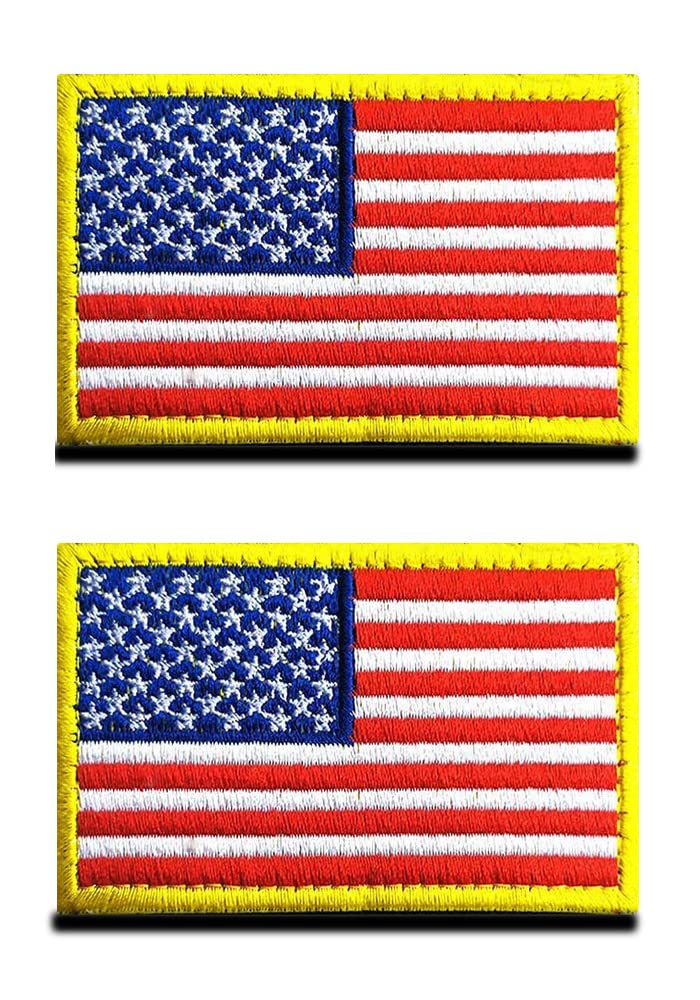 Zcketo 2 PCS United States of America USA Flag Patch Hook and Loop Embroidered National Emblem Patch for Football Billiards Team Work Clothes Jersey Backpack Caps Travel Tactical Military-Gold — image 1