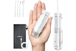 WAFLOO Mini Portable Water Flosser, 5 Modes Oral Irrigator Cordless with Telescopic Water Tank, 4 Tips, IPX7 Waterproof Water