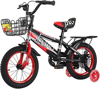 Amazon 子供用自転車14インチ子供用ペダル自転車3 6歳の男の子と女の子三輪車ディスクブレーキブラックレッド Fenfen 子ども用 自転車