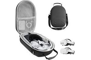BIBUKS Hard Carrying Case Compatible with Oculus Meta Quest 3/3S,VR Headset Elite Strap and Touch Controller Accessories Carry Case,Hard Shell Travel Storage Bag (Black)