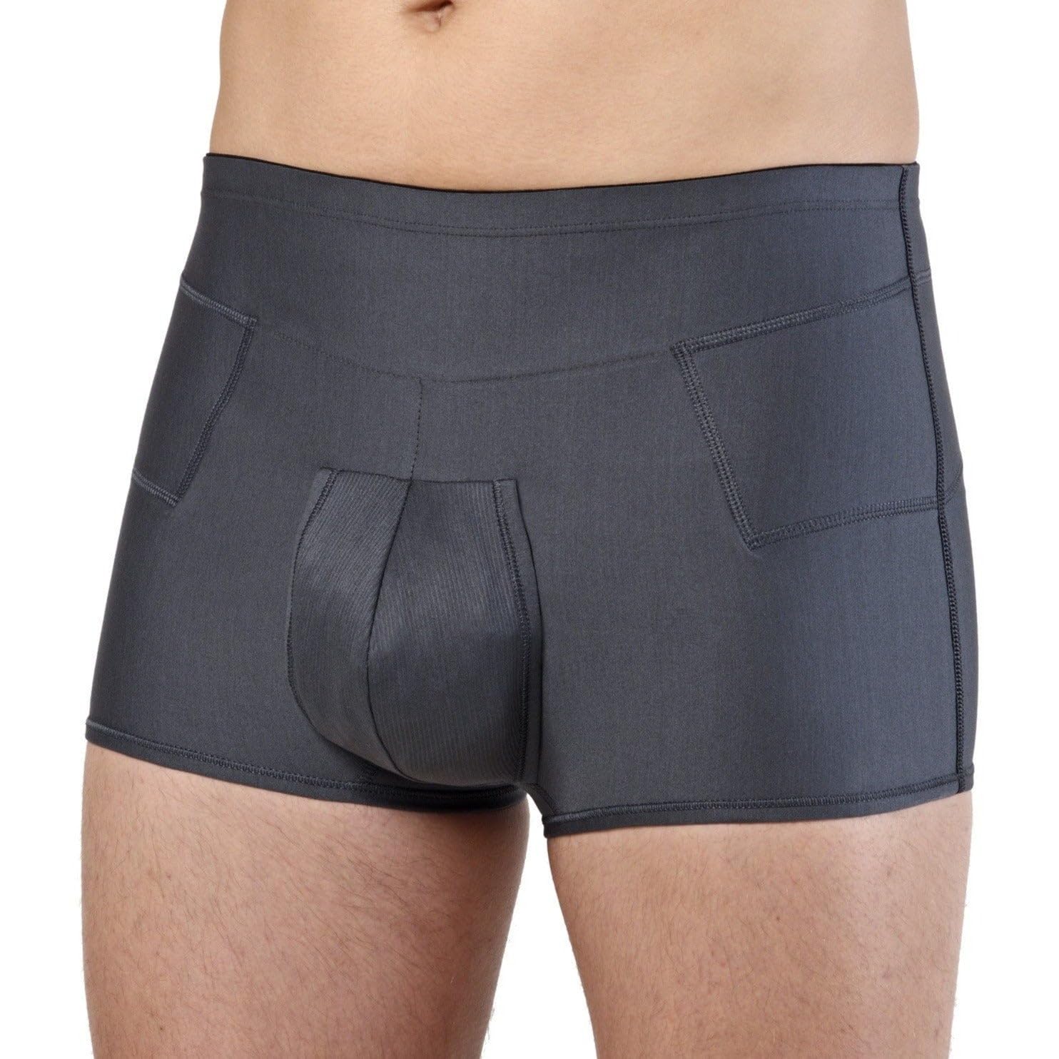 Inguinal Hernia Boxer Brief Ref. 516 Orione - Dark Grey Colour Size 7 101-105 cm. (inch. 39.5"-41.5")