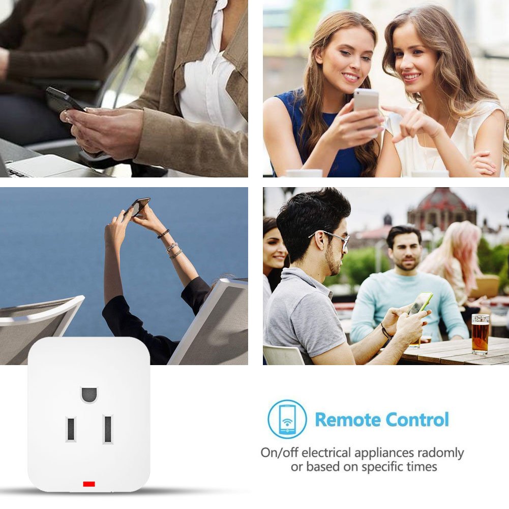 WiFi Smart Plug,POWERIVER Mini Wireless Outlet Energy Save Timing Function Socket Compatible with Amazon Alexa Control Devices from Anywhere or Anytime and No Hub Required