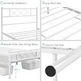 Yaheetech 3ft Single Bed Frame White Metal Slatted Mattress Foundation view 4