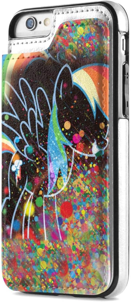 Shiny Space Rainbow Horse Wallet Case for iPhone 7/8 Credit Card Slot Holder Soft TPU Leather Magnetic Closure Protective Cover