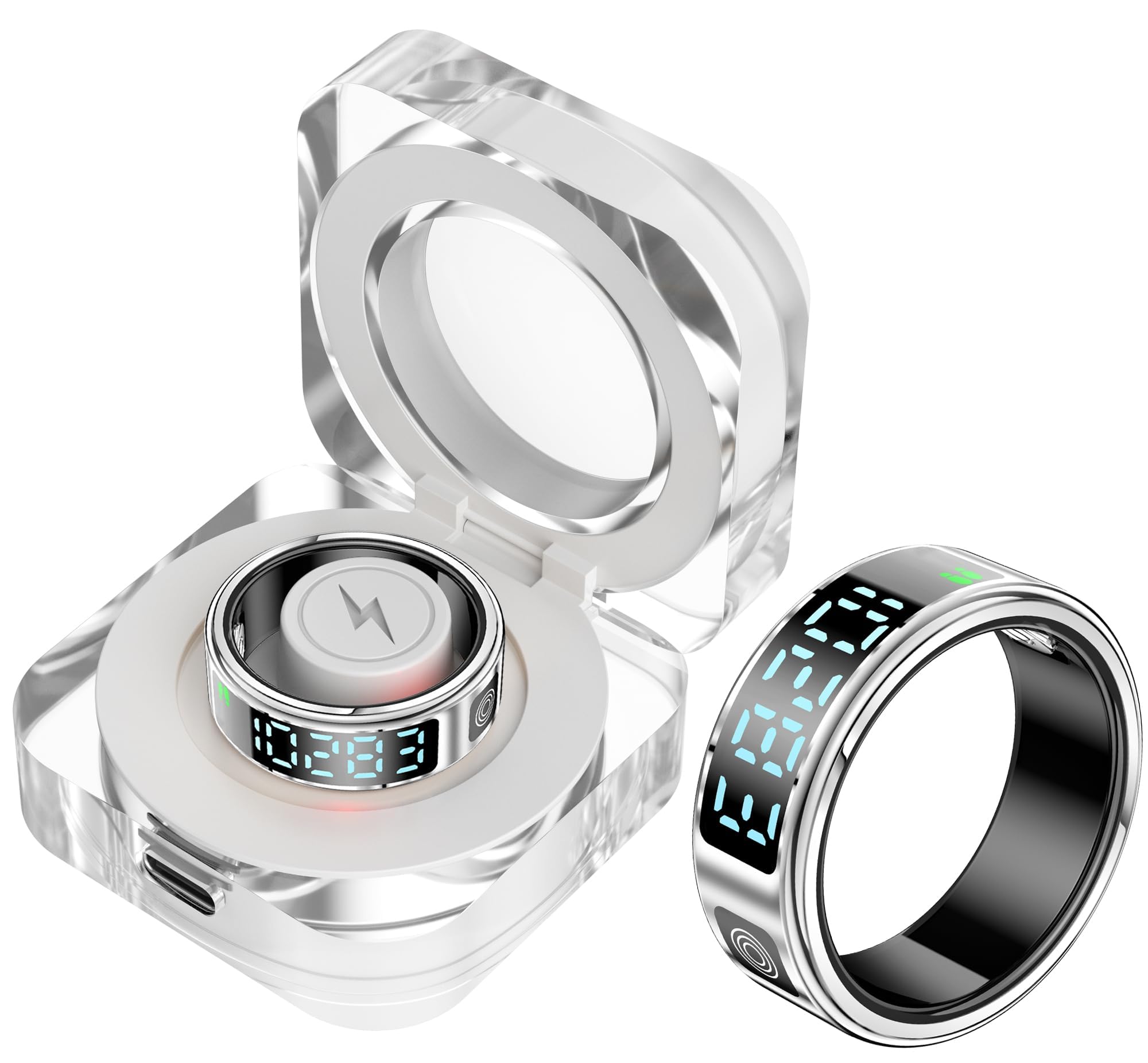 Photo 1 of CNBRO Smart Ring with Display Fitness Tracker Heart Rate Monitor Sleep Tracker Step Counter Pedometer Fitness Ring Waterproof Health Smart Rings for Men Women Anillo inteligente