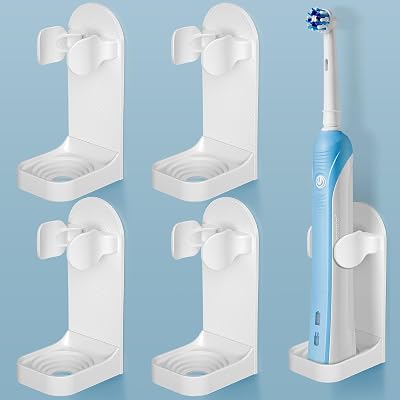 HOMMAND Electric Toothbrush Holder 4 Pack Wall Mounted, 3M Adhesive