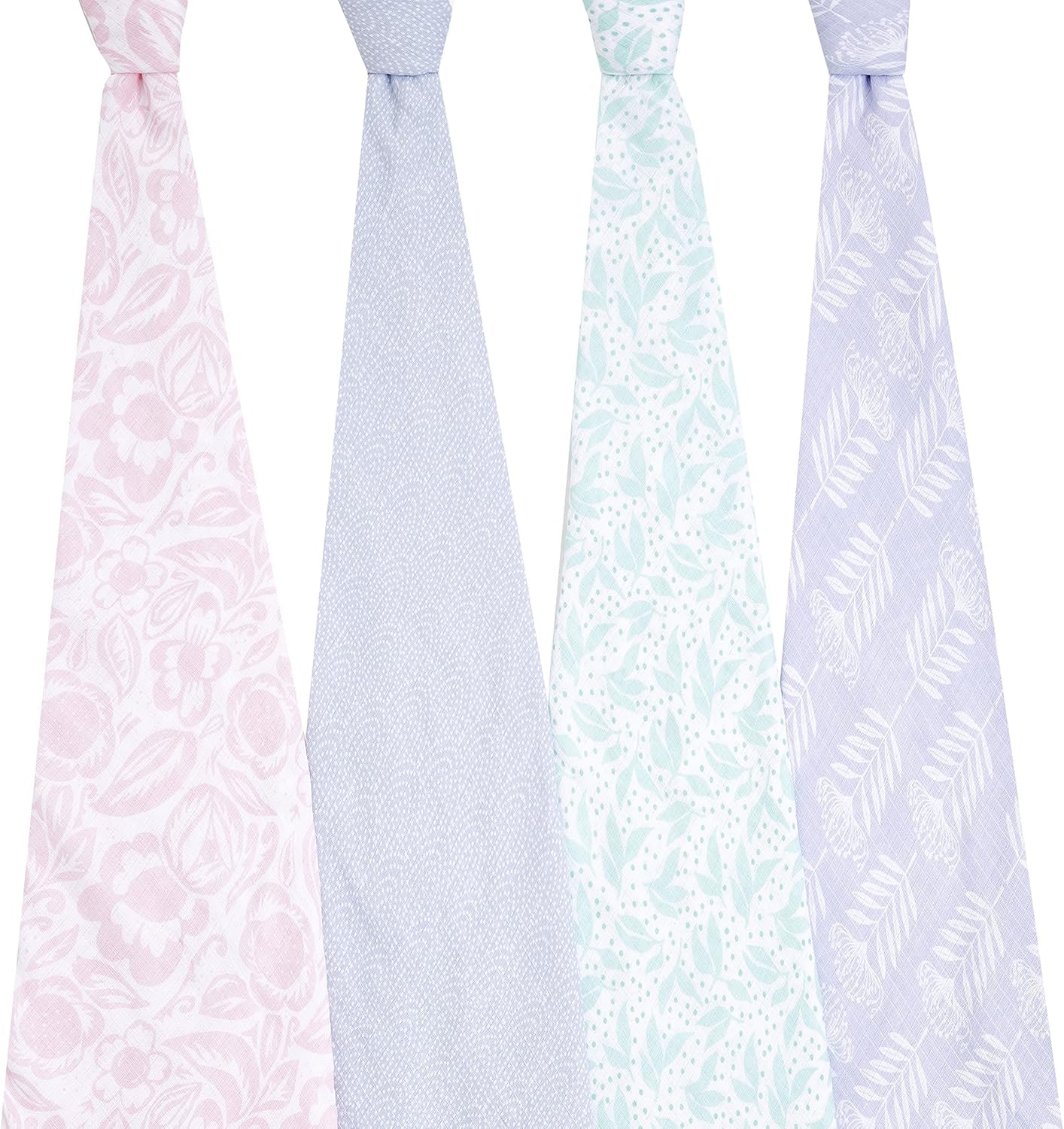aden + anais Pastel Muslin Blanket Set Made of 100% Cotton Breathable Baby Blankets for Girls (Colourful, Cute, Cute, Dainty Floral), Pack of 4
