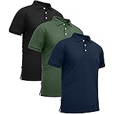 GEEK LIGHTING 3 Pack Mens Polo Shirts Short Sleeve Moisture Wicking Performance Golf Shirt for Men Casual Collared Shirt