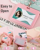Uniclife ID Badge Holder Double-Sided Windows Pink Card Protector Case view 5