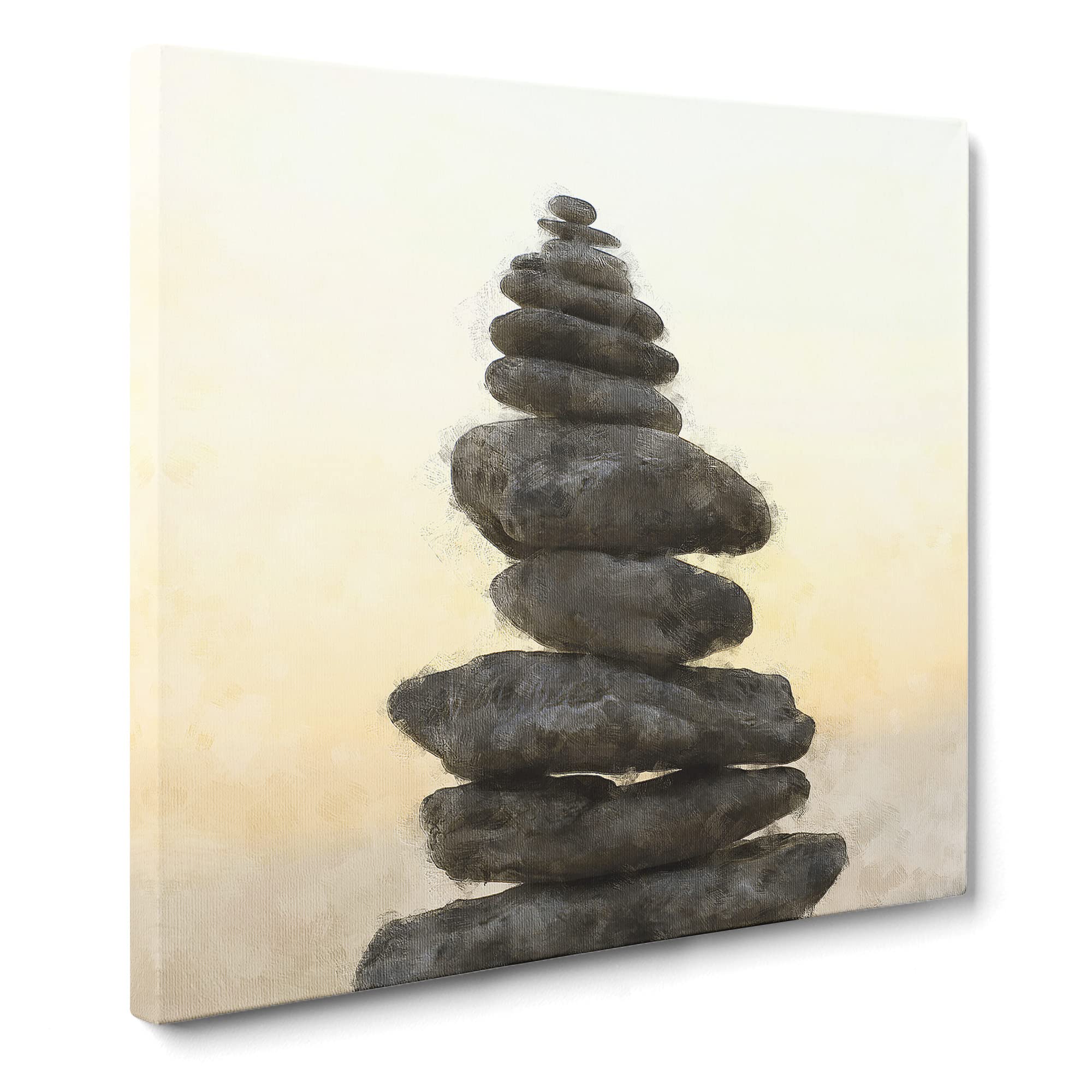 Balancing Zen Stones Canvas Print | Gallery Wrapped 30mm Frame Wall Art | 14x14 inches | Ready to Hang | Abstract Picture | Living Room Bedroom Lounge Office