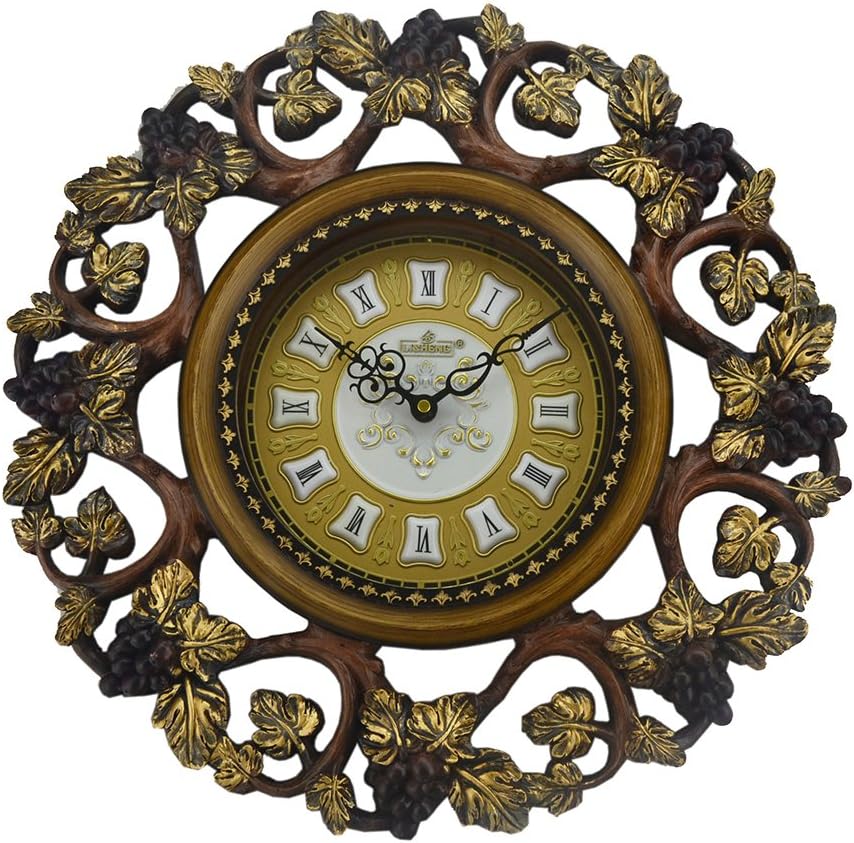 GIFTS PLAZA (D) Ornate Round Wall Clock 19 inches with Grape Vine