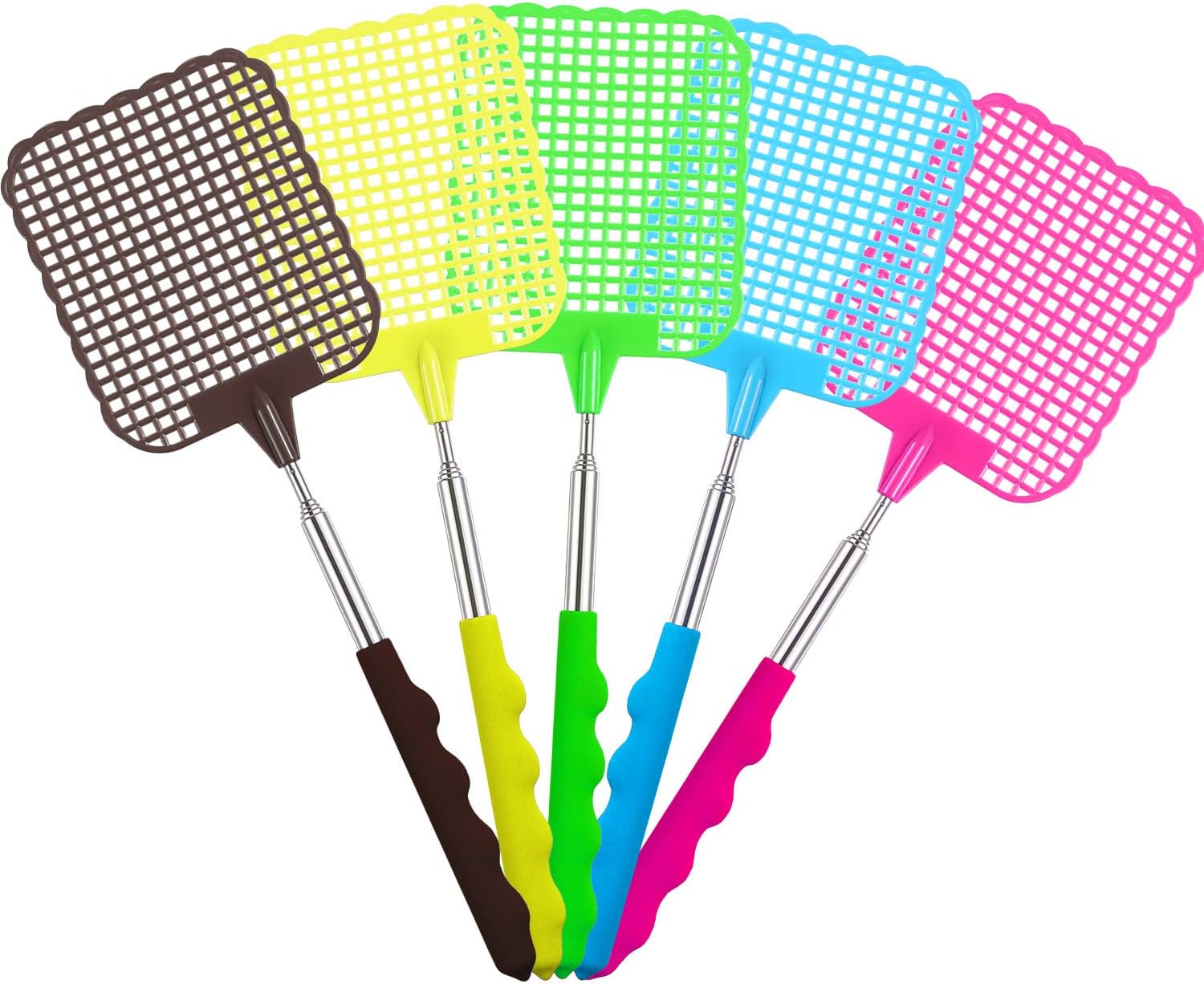 5 Pack Extendable Fly Swatter, Manual Swat Pest Control with Strong