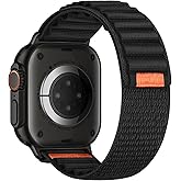 Alpine Loop Nylon Bands Compatible with Apple Watch Ultra Band 49mm 46mm 45mm 44mm 42mm(series 3), Rugged Fabric Trail Sport Soft Adjustable Strap for iWatch Series 10 Ultra SE 9 8 7 6 5 4 3