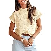 Saodimallsu Women's Mock Neck Cap Sleeve Sweater Vest