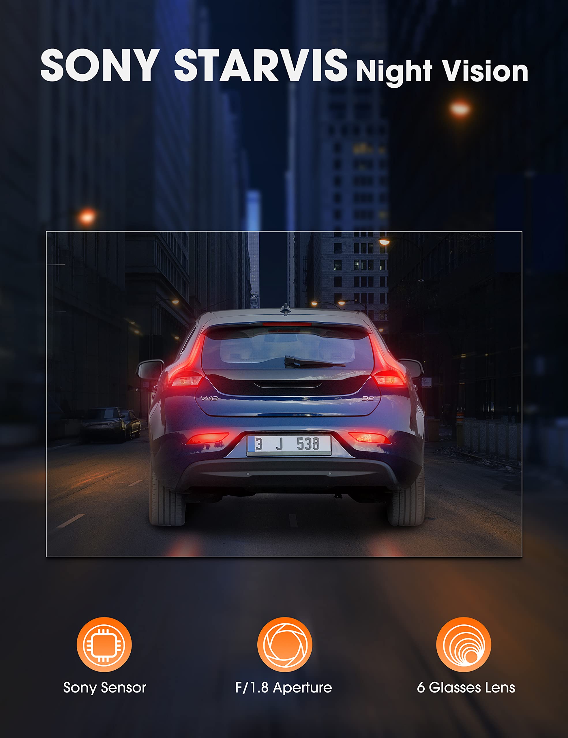 Kingslim D5-4K Dash Cam with WiFi - Front Dash Camera for Cars with GPS and Speed, Sony Night Vision, Support APP and 256GB Max