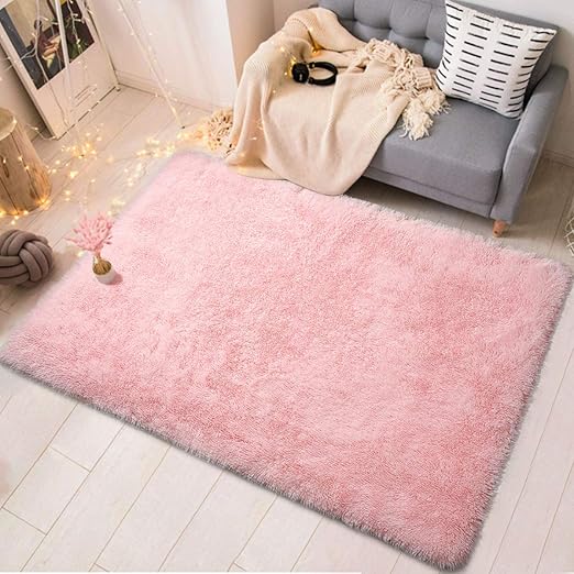Amazon Com Zareas Modern Furry Area Rugs For Living Room 4x6 Baby Pink Shag Rug For Bedroom Fluffy Soft Fuzzy Carpet For Girls Room Girls Boys Long Fur Indoor Dorm Nursery Floor Comfy