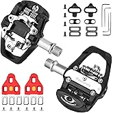 Exercise Indoor Bike Pedals with Cleats, Compatible with Peloton, Look Delta & Shimano SPD, Dual-Sided Clip-in Pedals, 9/16" Thread for Spin & Stationary Bikes